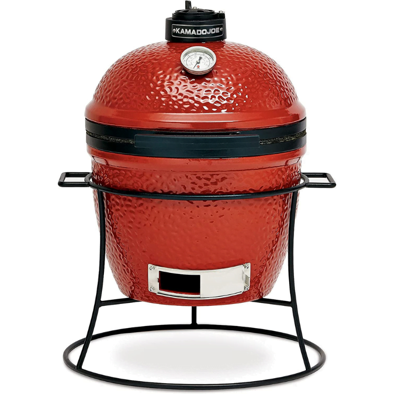 Kamado Joe KJ13RH Joe Jr. 13.5 inch Portable Charcoal Grill with Cast Iron Cart and Heat Deflectors, Blaze Red