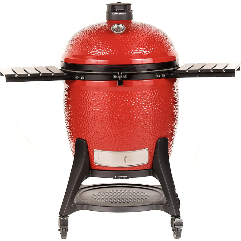 Kamado-Joe-KJ15041021-Big-Joe-III-24-inch-Charcoal-Grill-with-Cart-and-Side-Shelves-Blaze-Red